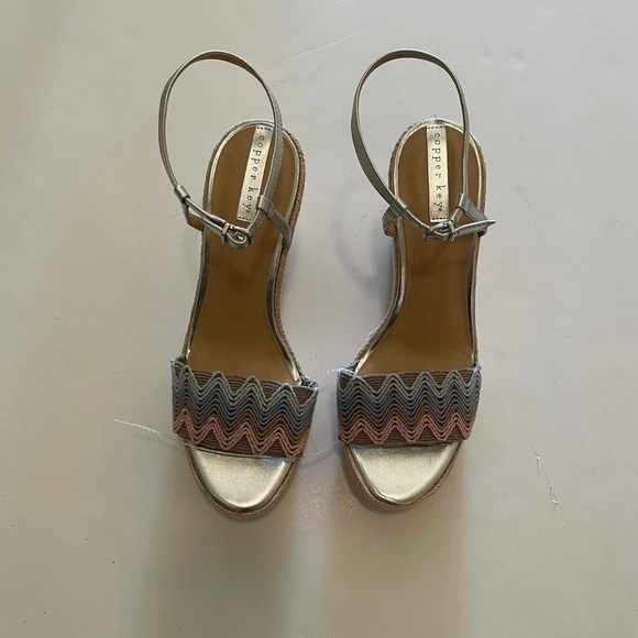 Copper Key Ankle Strap Platform Espadrille Wedge Women’s Sandals - Picture 2 of 6